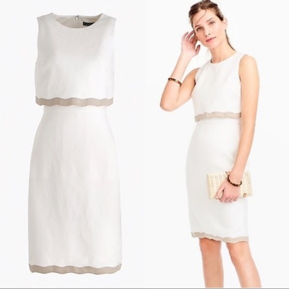J. Crew Dresses & Skirts - J Crew - White Linen Scallop Dress- NWOT